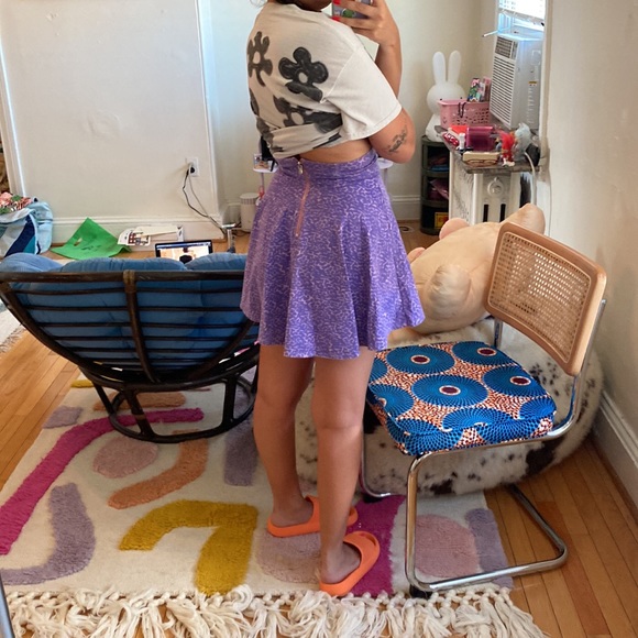 *Old School Oaf* Lazy Oaf Purple Print Skater Skirt - Picture 10 of 11